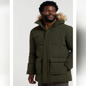 Mountain Warehouse Fern Mens Water Resistant Insulated Parka Khaki Green Sz S